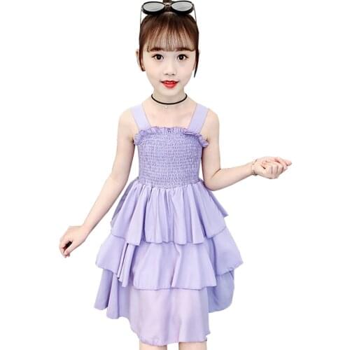 Teenage Girl Dresses Tiered Dress For Girl Ruffles Children Dress Summer Kids Costume 6 8 10 12 14