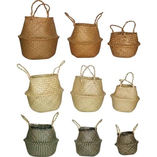 Wicker Rattan Flower Basket Decoration Flower Pot Simple Stylish Handmade Straw Planter Home Garden Office Storage Decoration