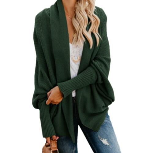 Casual Green Oversized Knitted Cardigan Women Plus Size Sweaters Coats Female Thick Solid Outwear Autumn Winter Knitwear