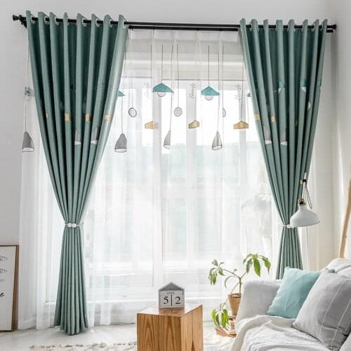 Nordic Simple and Modern Minimalist Curtains for Living Room Bedroom Embroidered Semi Blackout Curtains Living Room Curtain