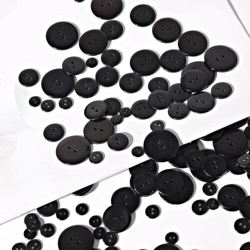 High-quality Glaze Round Glass Lucency Resin Buttons Black Sewing Scrapbooking For Wedding Women Garments Handmade 2 Hole