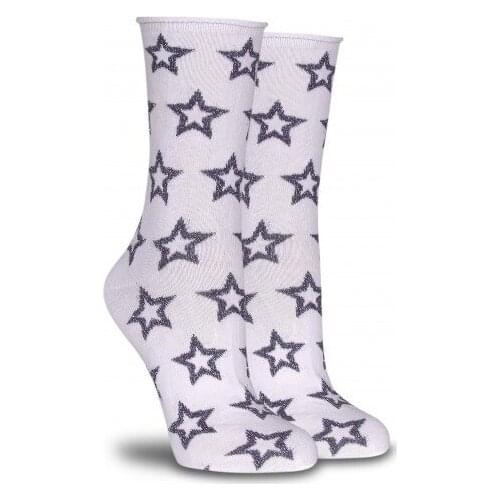 12 piece pocket Black, Gray, Ecru, Silvery Star Pattern colorful fun women Socket Socks