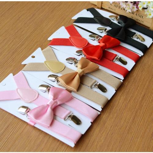 HOT Fashion Adjustable and Elasticated Kids Suspenders With Bowtie Bow Tie Set Matching Ties Outfits For Girl Boys Clothes