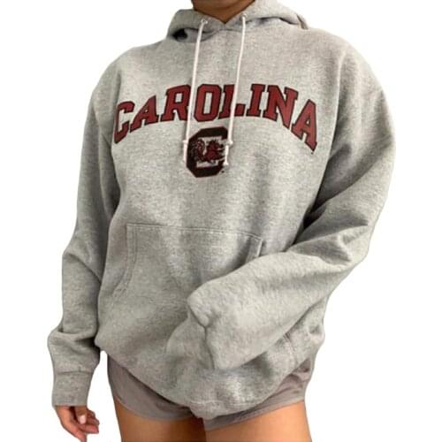 Gray Letter Print Vintage Hoodies Women Oversized Hoodie 2020 Winter Hoodie Casual Fashion Girls Pullovers Plus Size USA Style