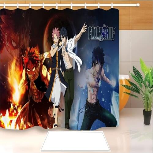 High Quality Anime Fairy Tail 3D Printed Shower Curtains Bath Products Bathroom Decor with Hooks Waterproof 03