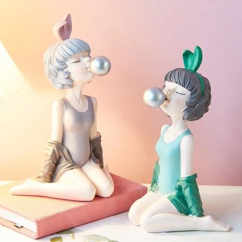 Nordic Decoration Home Cute Bunny Girl Living Room Decoration Accessories Statues for Decoration Figurines for Interior Gift