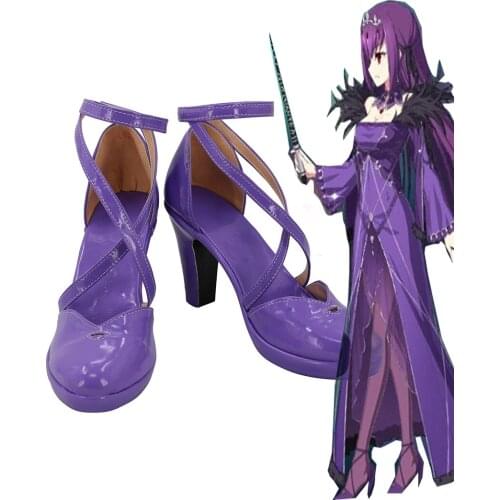 FGO Fate Grand Order Scathach-Skadi Cosplay Shoes Purple High Heel Boots Custom Made Any Size