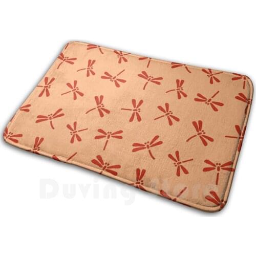 Japanese Dragonfly Pattern , Mandarin Orange Soft Non-Slip Mat Rug Carpet Cushion Dragonfly Japanese Traditional Japanese