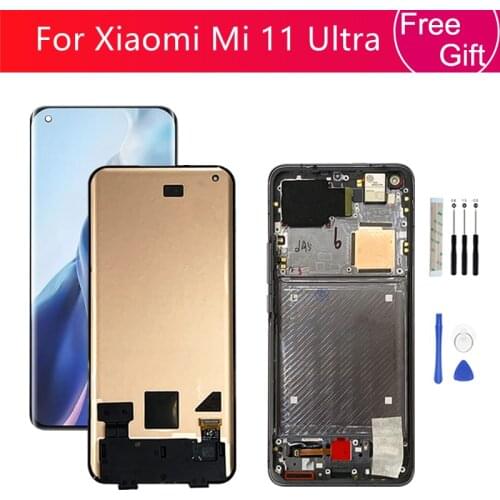 For Xiaomi Mi 11 Ultra LCD Display Screen Touch Digitizer Assembly M2102K1G LCD With Frame For Mi 11U Replacement Repair parts