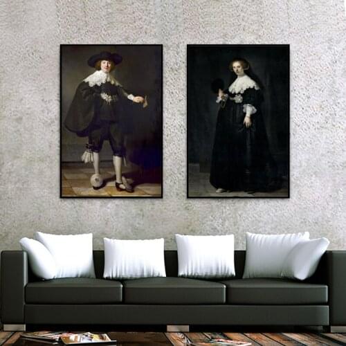 Famous Painting Canvas Painting Wall Art Portrait Poaters Marten Soolmans And Oopjen Coppit Wedding Made By Rembrandt Van Rijn