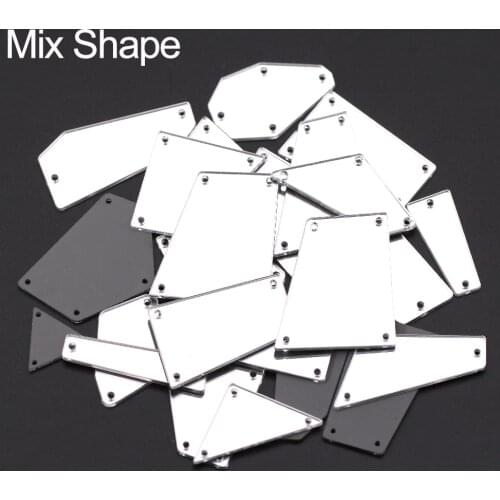 20-50pcs Mix Sew Mirror Acrylic Irregular Clear Mirror Sew On Rhinestone Glass Flatback Crystal For Dress Clothing Accessories