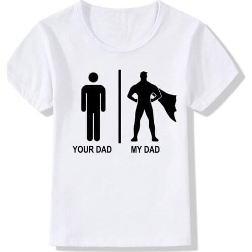 2020 Children Super Dad Fathers Day Fashion T shirt Kids Short Sleeve White T-shirt Baby Casual Clothes