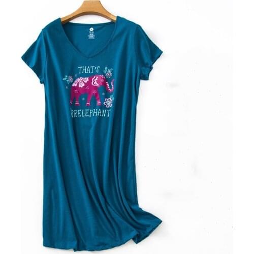 2021 Summer Female Casual Cartoon Nightdress Ladies Cotton Nightgown Women Plus Size Short Sleeve Round collar sleepshirt XXXL