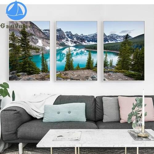 3 pcs Lake Forest Stone Mountain Cross Stitch Scenery Diamond Painting Embroidery Kits Diy Home Decor Rhinestone Pasted Painting