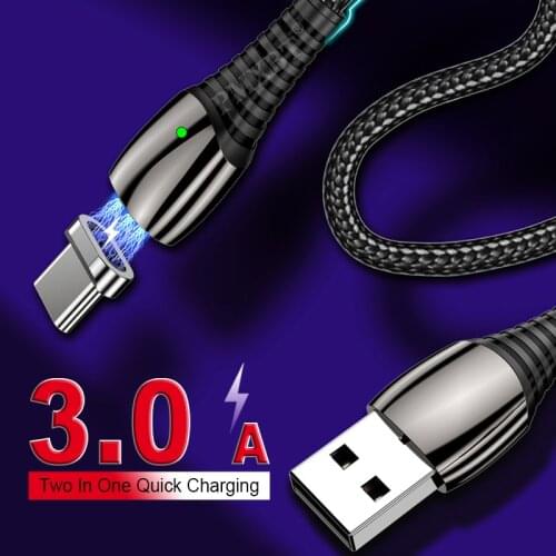 3A Magnetic Micro USB Type C Cable Fast Charging LED Data Cord For iPhone 12 Xiaomi Mobile Phone Quick Charge Charger USB Cable