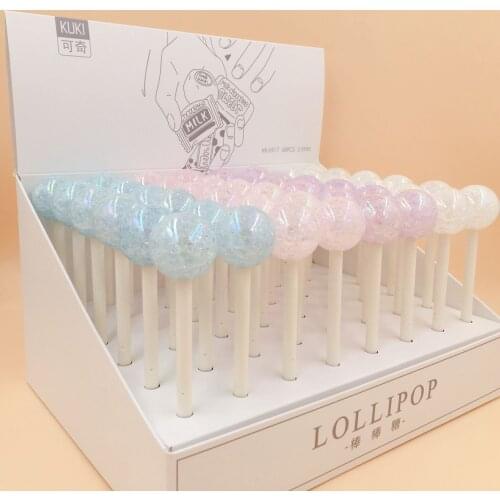 48pcs Creative Stationery Student Pen Crystal lollipop Gel Pen Full Needle Black Ink Pen School Supplies Office Supplies 0.5mm