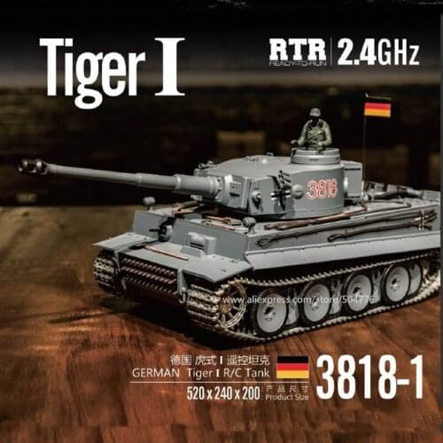 6.0 New Edition With Infrared battle system 1:16 German Tiger Tank 1 rc battle tank 2.4G HL 3818-1 Upgraded Metal track rc tank