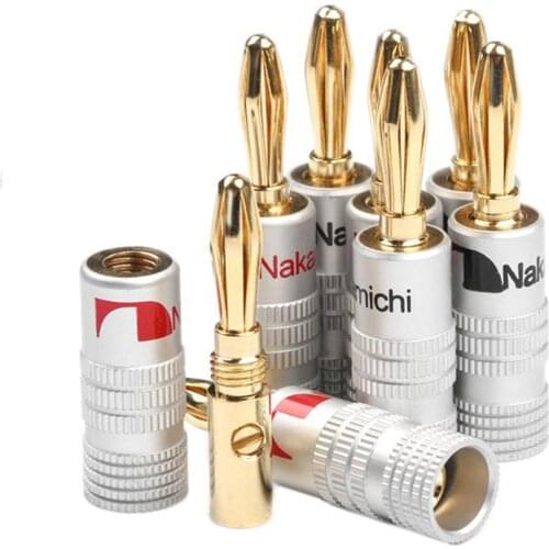 8pcs Nakamichi 4mm Banana Plug Connectors Adapter Wire Connector Banana Plug Gold Plated For Audio