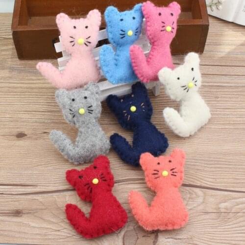 Free Shipping 1PC Crochet Wool Felt Cartoon Animal Cat Doll Girls Hair Jewelry Elastic Band Decor DIY jewelry Findings