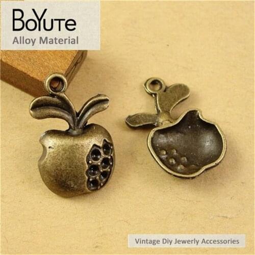 BoYuTe (50 Pieces /lot) 20*13MM Antique Bronze Plated Zinc Alloy Vintage Apple Charms Pendants Diy Metal Jewelry Making