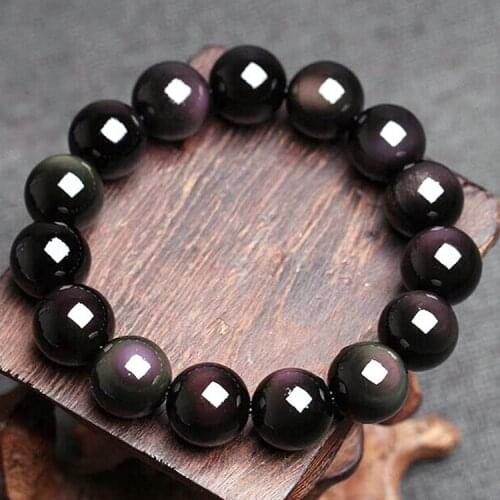 Fidelity Natural Rainbow Eye Obsidian Bracelets Lucky Concentration Lucky Crystal Bracelets Raw Ore Crystal Jewelry Certificate