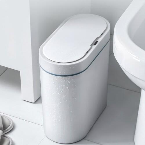 Household Bathroom Smart Sensor Trash Can Electronic Automatic Toilet Waterproof Narrow Seam Kick Kick Induction Recycle Bin