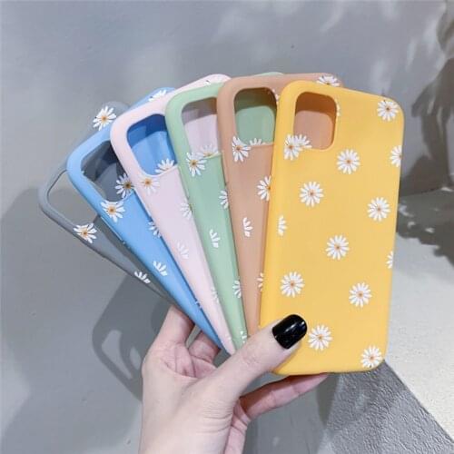 Daisy Flower Pattern Phone Cover For iPhone 12 11 Pro Max X XR XS Max 7 8 6S Plus SE Soft Silicone TPU Back Case Fitted Cover