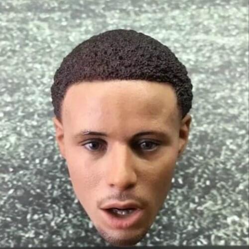 Black Men Head Sculpt Model 1:6 Scale Stephen Curry Basketball Star Head Carving Toys Action Figures Accessories
