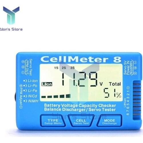 LCD Digital Battery Capacity Detector Checker CellMeter RC CellMeter8 2-8S 4-8S Servo LiPo Li-lon NiMH Battery Tester RC