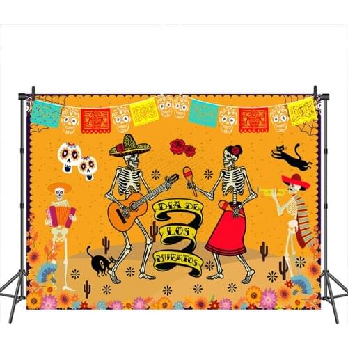 Neoback Day of the Dead Photographic Background Dance Skull Party Flower Photo Booth Backgrounds for Photocall Studio Photograph