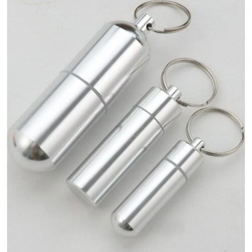 FHigh Quality Aluminum Alloy Waterproof Pill Box Outdoor Camping Hiking Portable Medicine Case Capsule Container Keychain Tool