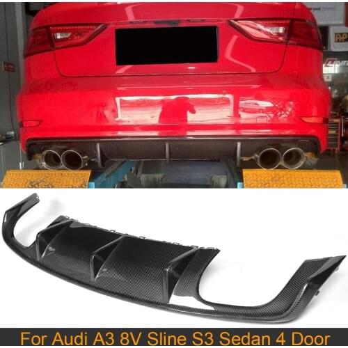 Car Rear Bumper Diffuser Lip for Audi A3 Sline S3 Sedan 4 Door 2013-2016 Not for Standard Rear Bumper Diffuser Carbon Fiber/ FRP