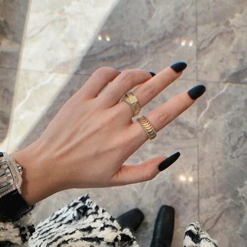 Gold Silver Color Chunky Chain Rings Link Twisted Geometric Rings for Women Vintage Open Rings Adjustable Trendy