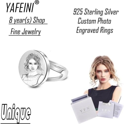 Custom Photo Engraved Ring YAFEINI Brand Fine Jewelry Unique Round Rings With Gift Box 925 Sterling Silver