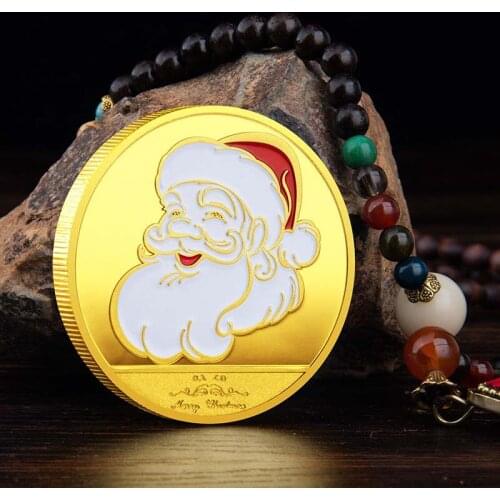 Collectible Art 2020 New gold silver Double sided Christmas Santa elk Claus Commemorative Coin Souvenir