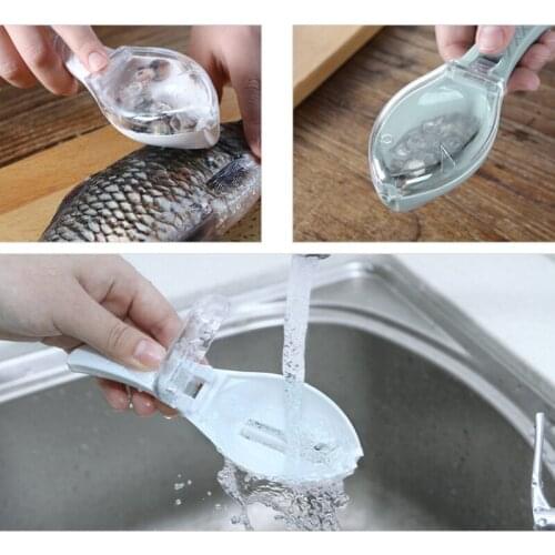 Kitchen Accessories Practical Fish Scale Remover Scraper Cleaner Kitchen Tools Peeler Scraping Fish Cleaning Tool Lid 1pcs