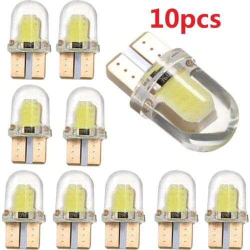 10Pcs 4 Chips Cob Light Led W5W T10 194 168 W5W 4Smd for Parking Bulb Wedge Clearance Lamp Canbus Silica Gel Car License Light