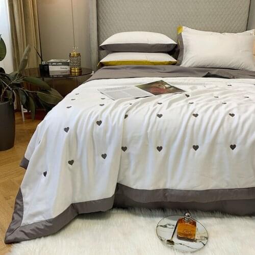 Summer Duvet Insert Quilt Bedding Set With Pillowcase Duvet quilted Air-conditioning Thin Comforter Blanket Solid bedclothes