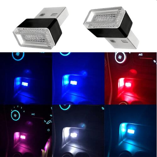 Min Auto USB LED Atmosphere Light Decorative Lamp Auto Emergency Lighting Universal PC Portable Plug And Play Red Blue WhitePink