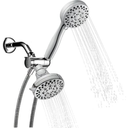 Handheld Shower Head Rain Showerhead Combo 5 Spray Settings High Pressure Shower Head Polished Chrome Bathroom Hand Showerhead