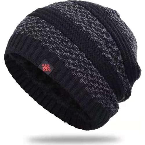 2021 New Skullies Beanies Men Knitted Hat Warm Winter Hat Women Thicken Plus Fleece Soft Cap Cotton Knit Beanie Bonnet Mens Cap