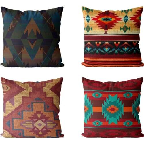 Primitive High Quality Ethnic Geometry Cushion Cover Polyester Throw Pillow Car Sofa Bed Home Decor Textile Printed Pillowcase