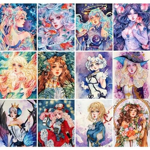 QIZITNEG 5D Diamond Painting Cartoon Girl Portrait Full Square/Round Diamond Embroidered Mosaic Home Decoration New Products