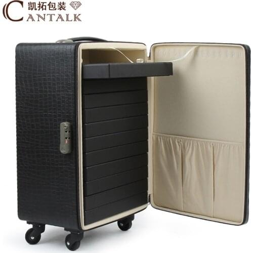 Pu leather jewelry box ring pendant bracelet display wheel trolley box exhibition with cargo box collection box