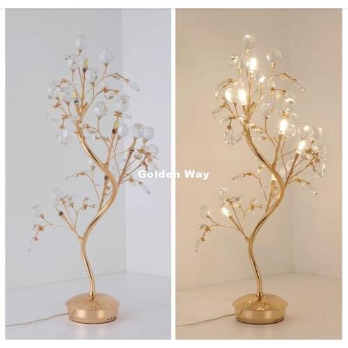 Modern Crystal Table Lamps Bedside Lamp D50cm H78cm G4 Floral Modern Crystal Table Lamp Nordic K9 Luxury Crystal Decoration Lamp