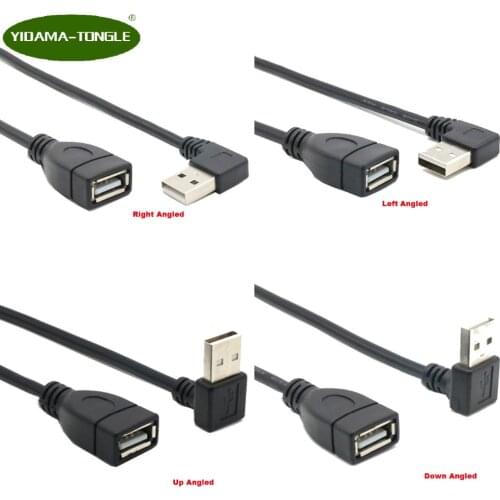 USB 2.0 Male to Female 90 degree angled turn heads extension cable USB a revolution a female elbow extended data charging cable