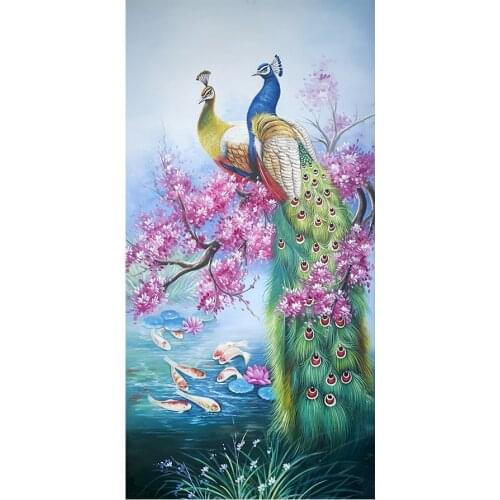 Vestibule Peacocks and Fish Diamond Painting Animal Floral Round Full Drill Nouveaute DIY Mosaic Embroidery 5D Cross Stitch