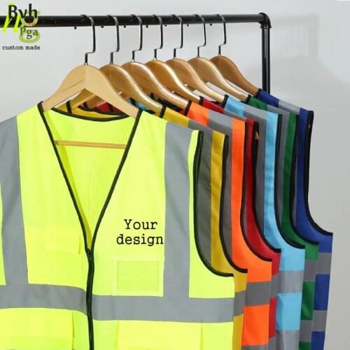 Custom logo picture text with pocket reflective safety vest overalls windproof jacket