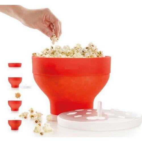 1pcs Silicone Popcorn Maker Microwave Popcorn Bucket Foldable Silicone Popcorn Bucket Poppers Bowl DIY Popcorn Maker With Lid