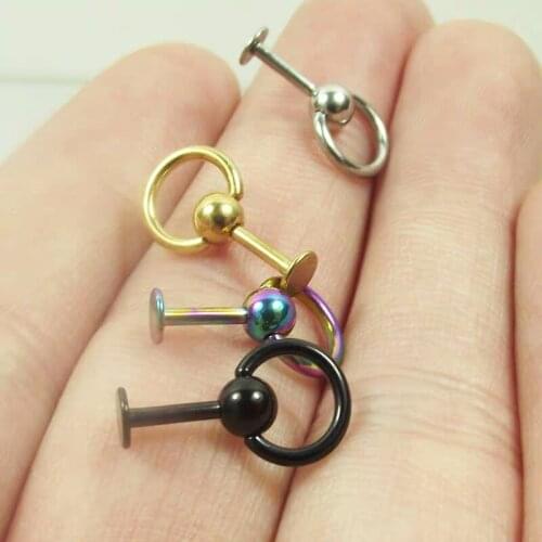 2 pcs stainless steel titanium steel Cool clip ball ball ring lip nail ear bone nail body piercing jewelry